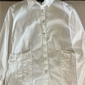 Tadashi Shoji White Cotton button down shirt. Wear open or closed